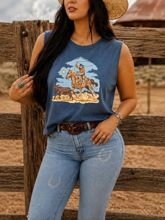 High Desert Calf Roper Boxy Tank